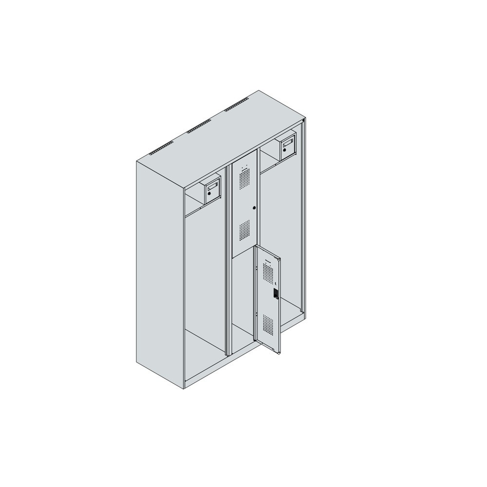 Produktabbildung Nr. 4: C+P Vestiaire pompier MAXI, socle, HxlxP 1 850 x 1 300 x 500 mm, gris clair, avec support de casque