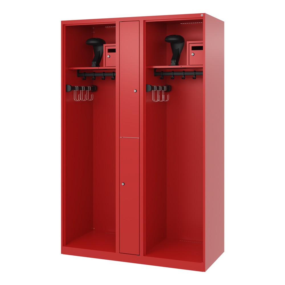 Produktabbildung Nr. 5: C+P Vestiaire pompier MAXI, patins, HxlxP 1 850 x 1 200 x 500 mm, rouge feu, avec support de casque