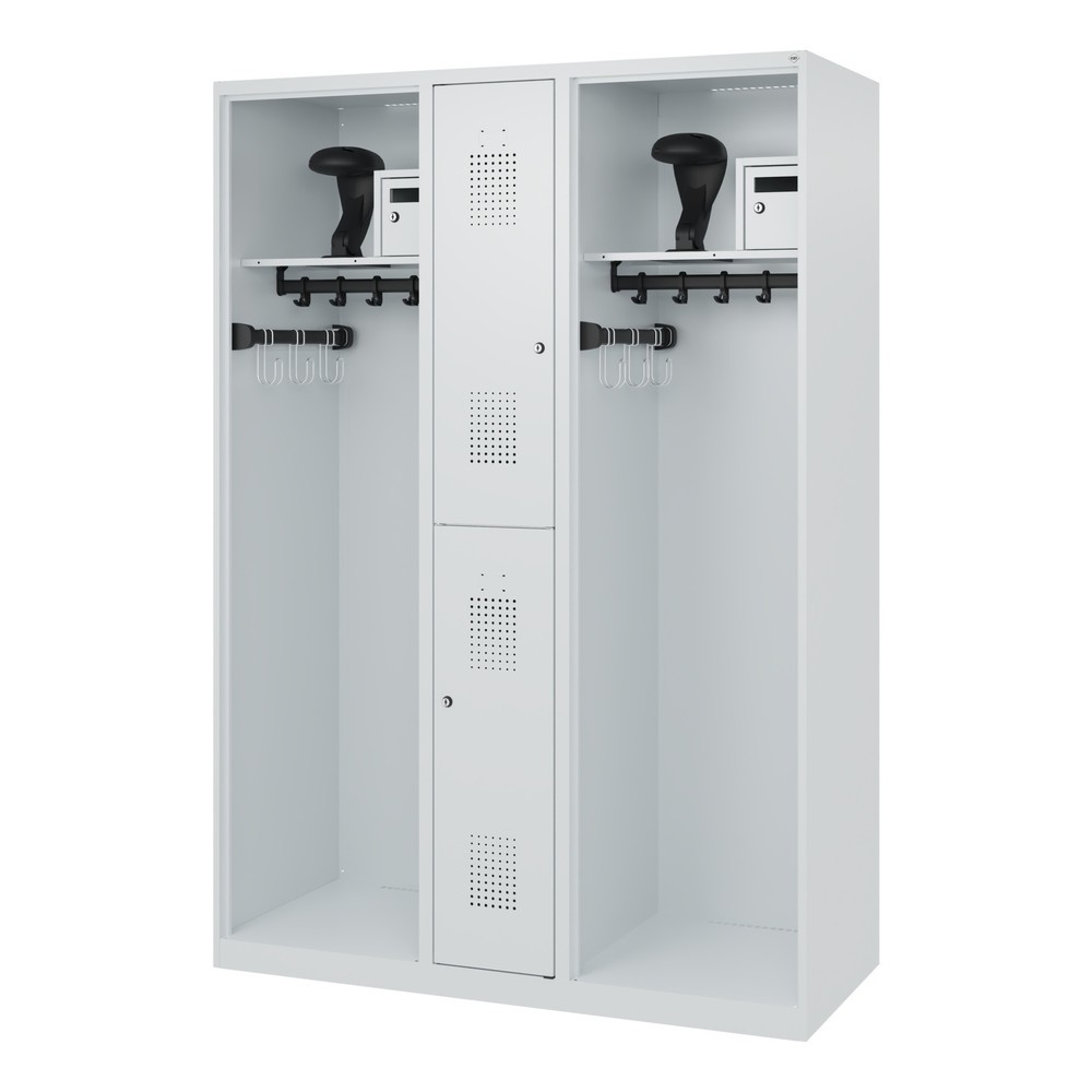 Produktabbildung Nr. 5: C+P Vestiaire pompier MAXI, patins, HxlxP 1 850 x 1 300 x 500 mm, gris clair, avec support de casque