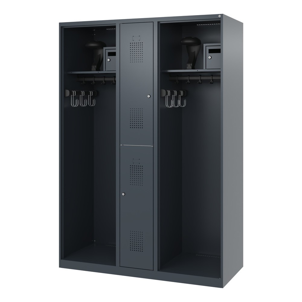 Produktabbildung Nr. 5: C+P Vestiaire pompier MAXI, patins, HxlxP 1 850 x 1 300 x 500 mm, gris anthracite, avec support de casque