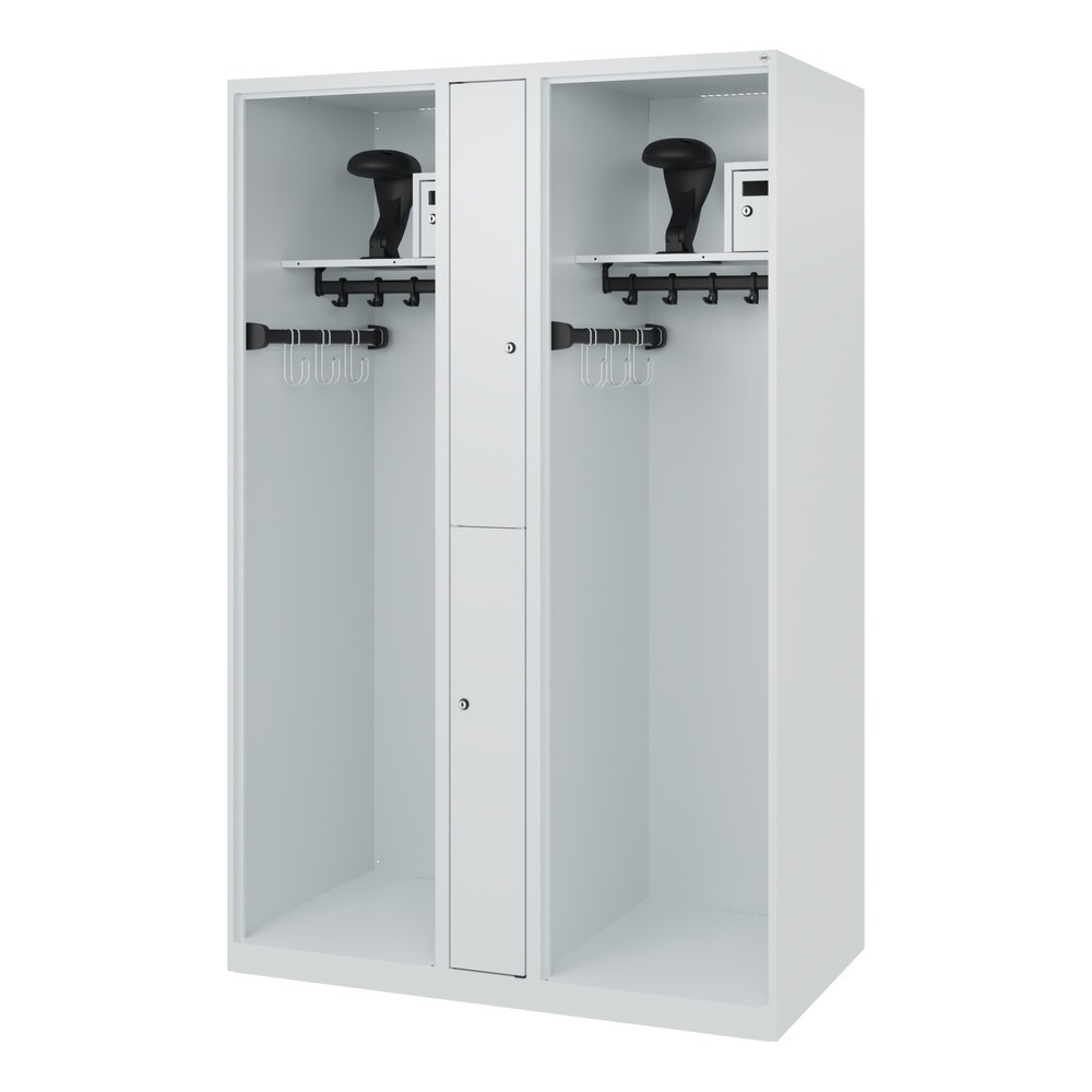 Produktabbildung Nr. 5: C+P Vestiaire pompier MAXI, patins, HxlxP 1 850 x 1 200 x 600 mm, gris clair, avec support de casque