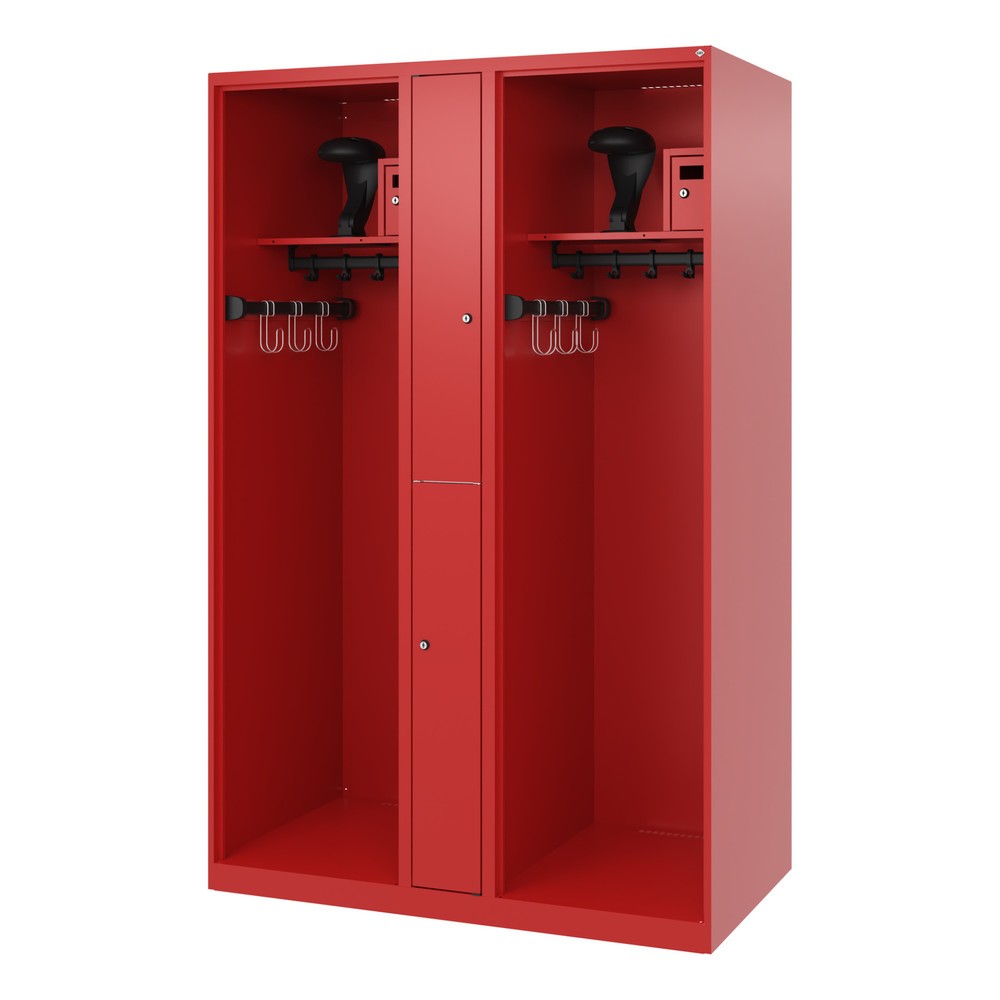 Produktabbildung Nr. 5: C+P Vestiaire pompier MAXI, patins, HxlxP 1 850 x 1 200 x 600 mm, rouge feu, avec support de casque