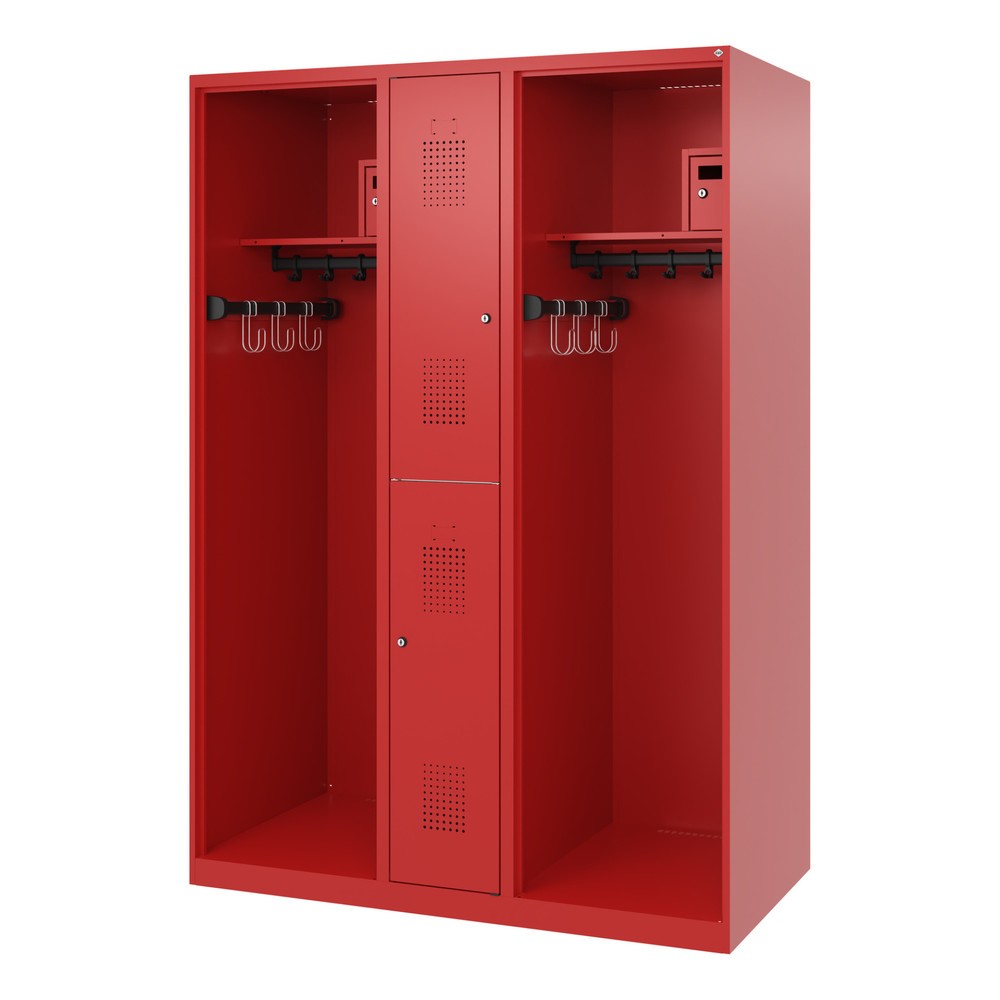 Produktabbildung Nr. 5: C+P Vestiaire pompier MAXI, patins, HxlxP 1 850 x 1 300 x 600 mm, rouge feu