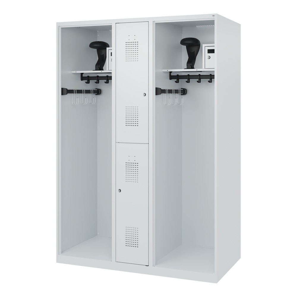 Produktabbildung Nr. 5: C+P Vestiaire pompier MAXI, patins, HxlxP 1 850 x 1 300 x 600 mm, gris clair, avec support de casque