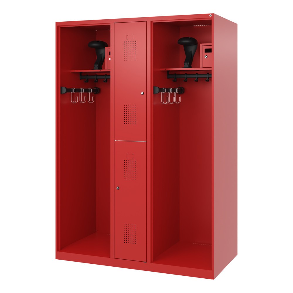 Produktabbildung Nr. 5: C+P Vestiaire pompier MAXI, patins, HxlxP 1 850 x 1 300 x 600 mm, rouge feu, avec support de casque