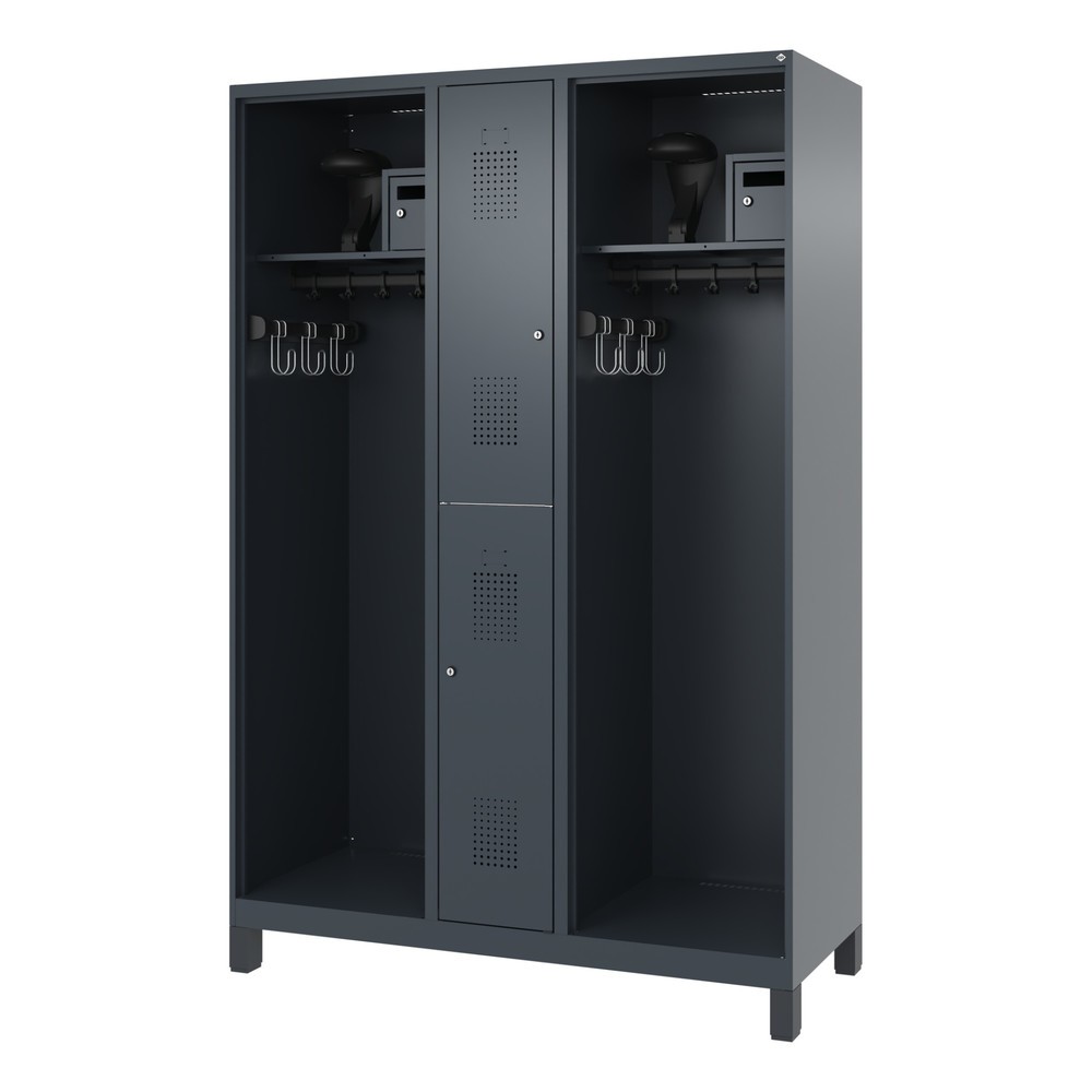 Produktabbildung Nr. 5: C+P Vestiaire pompier MAXI, pieds, HxlxP 1 850 x 1 300 x 500 mm, gris anthracite, avec support de casque