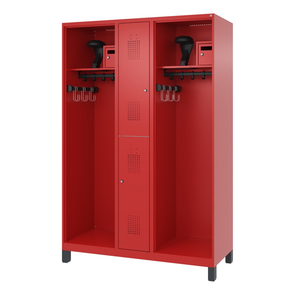 Produktabbildung Nr. 5: C+P Vestiaire pompier MAXI, pieds, HxlxP 1 850 x 1 300 x 500 mm, rouge feu, avec support de casque
