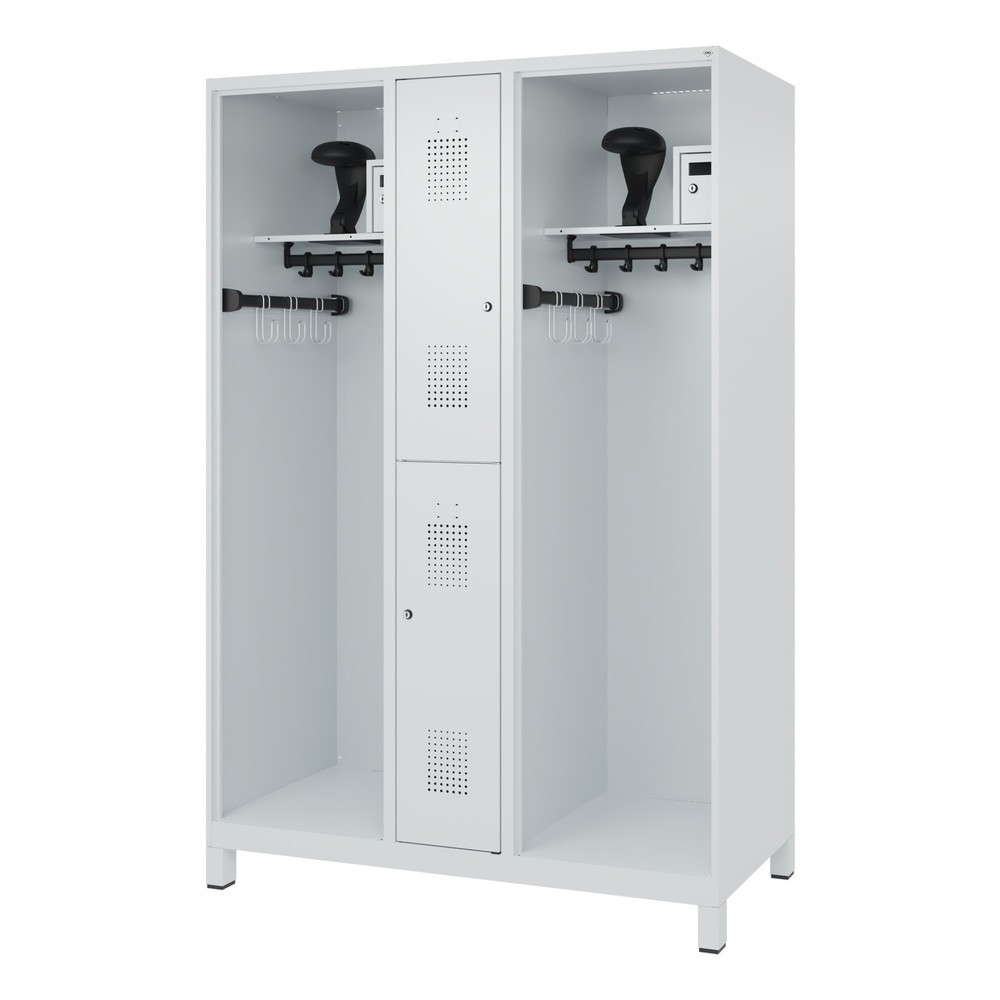 Produktabbildung Nr. 5: C+P Vestiaire pompier MAXI, pieds, HxlxP 1 850 x 1 300 x 600 mm, gris clair, avec support de casque