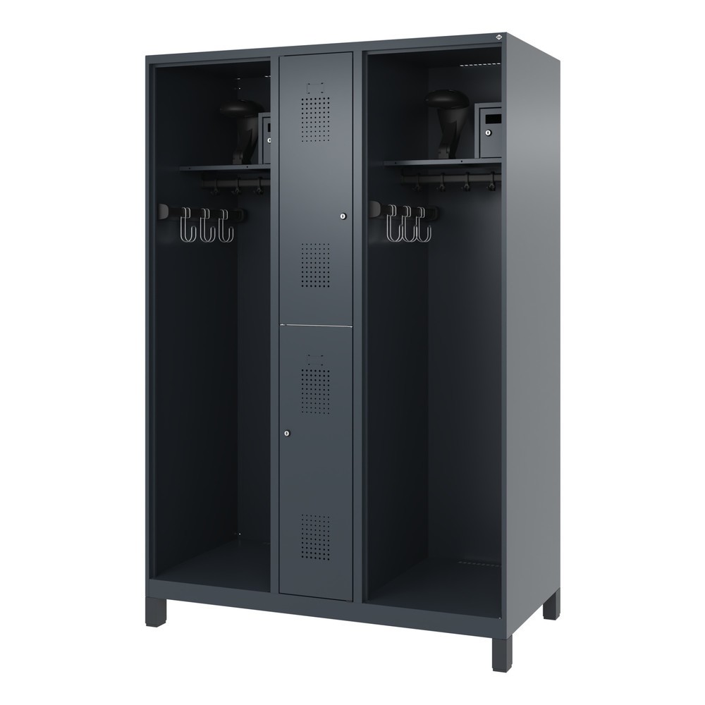 Produktabbildung Nr. 5: C+P Vestiaire pompier MAXI, pieds, HxlxP 1 850 x 1 300 x 600 mm, gris anthracite, avec support de casque