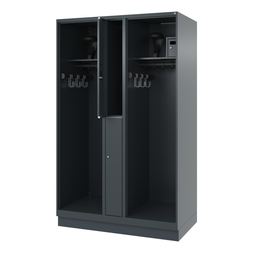 Illustration du produit: C+P Vestiaire pompier MAXI, socle, HxlxP 1 850 x 1 200 x 600 mm, gris anthracite, avec support de casque