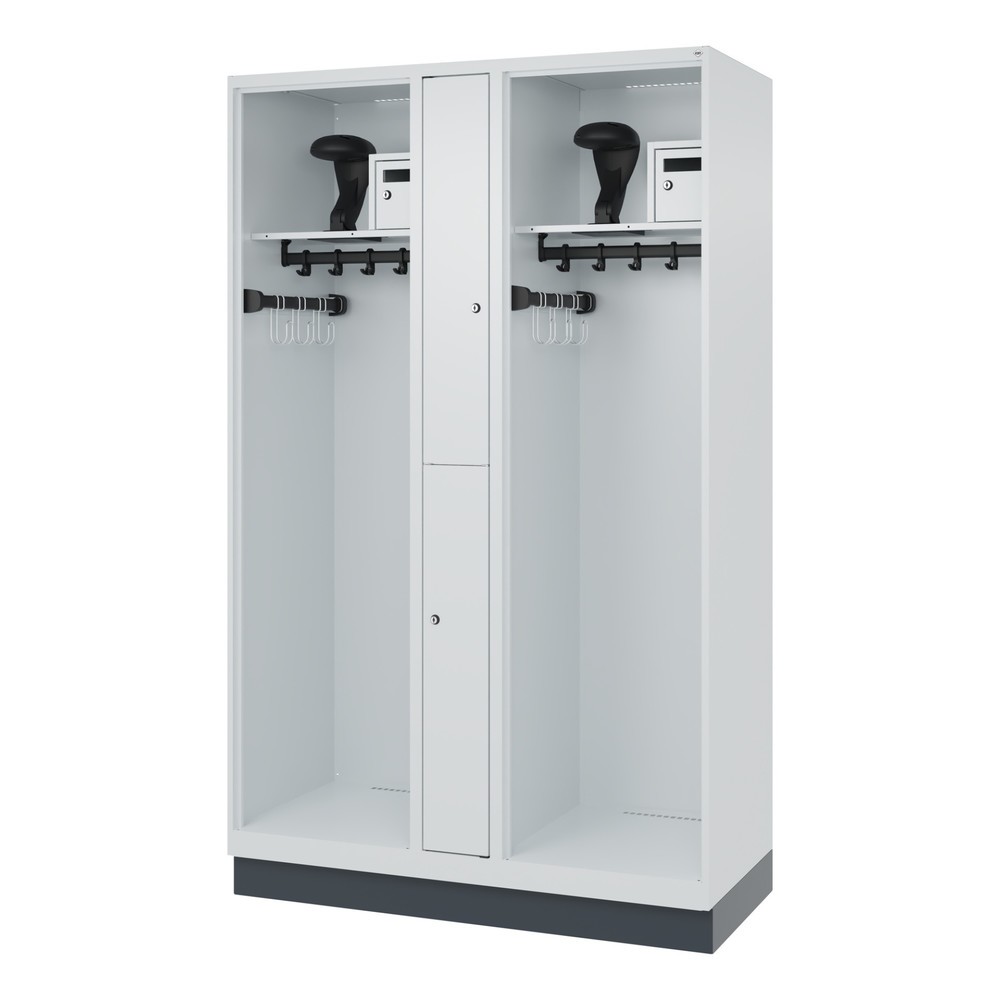 Produktabbildung Nr. 5: C+P Vestiaire pompier MAXI, socle, HxlxP 1 850 x 1 200 x 500 mm, gris clair, avec support de casque