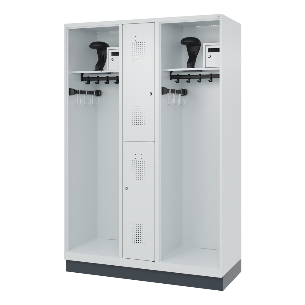 Produktabbildung Nr. 5: C+P Vestiaire pompier MAXI, socle, HxlxP 1 850 x 1 300 x 500 mm, gris clair, avec support de casque