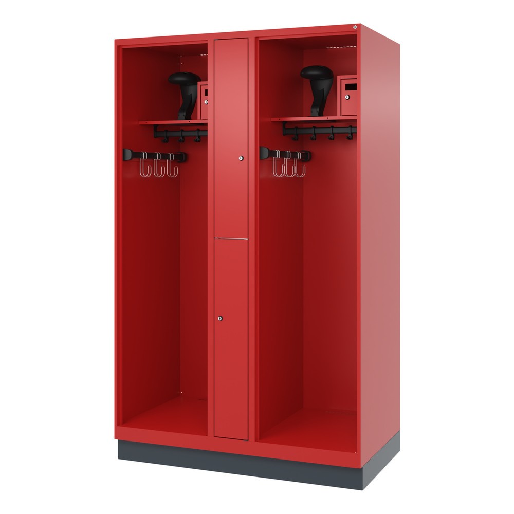 Produktabbildung Nr. 5: C+P Vestiaire pompier MAXI, socle, HxlxP 1 850 x 1 200 x 600 mm, rouge feu, avec support de casque
