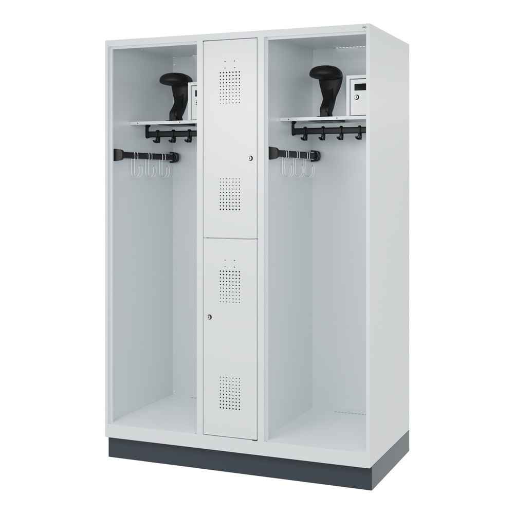Produktabbildung Nr. 5: C+P Vestiaire pompier MAXI, socle, HxlxP 1 850 x 1 300 x 600 mm, gris clair, avec support de casque