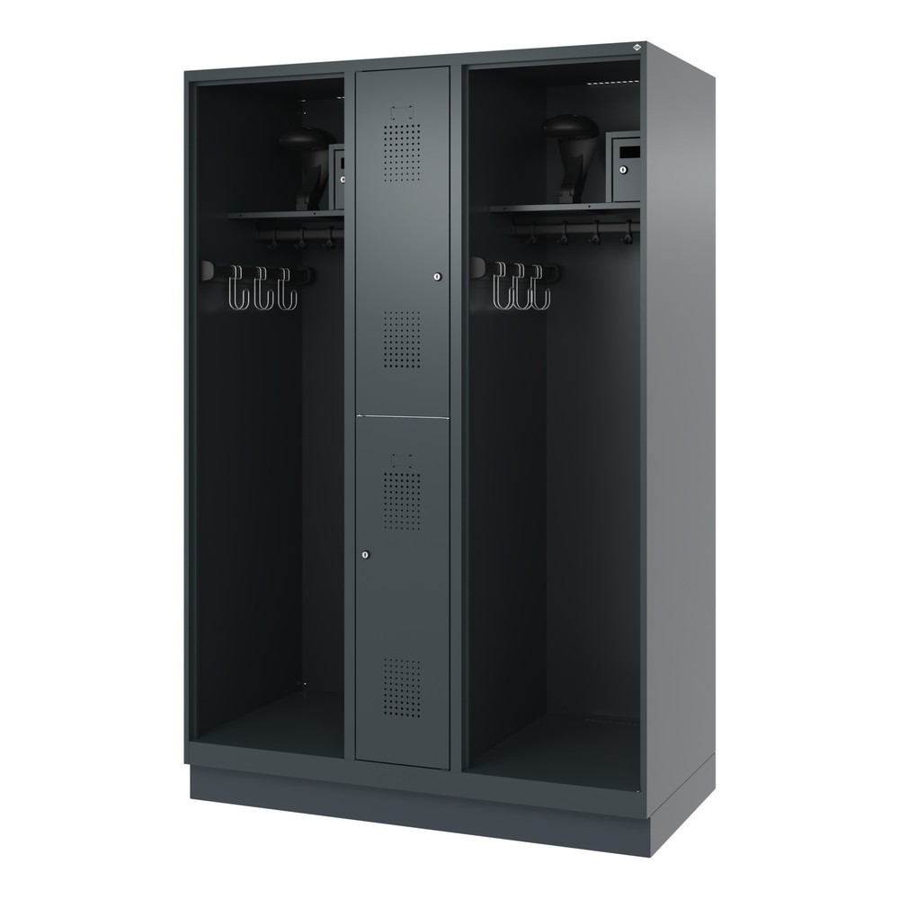 Produktabbildung Nr. 5: C+P Vestiaire pompier MAXI, socle, HxlxP 1 850 x 1 300 x 600 mm, gris anthracite, avec support de casque