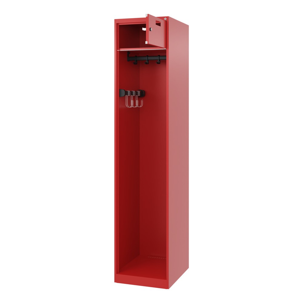 Illustration du produit: C+P Vestiaire pompier PRAKTUS, patins, 1 compartiment, HxlxP 1 850 x 400 x 500 mm, rouge feu