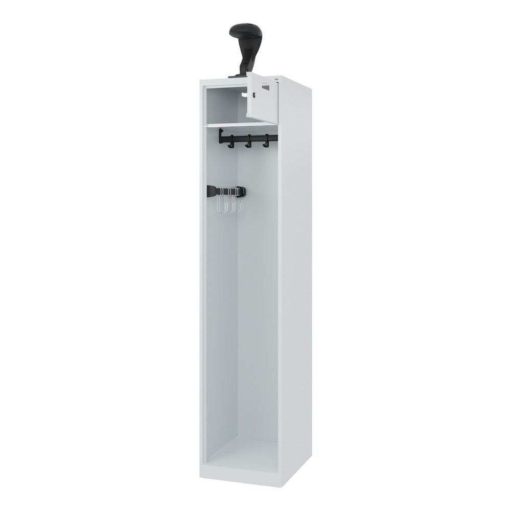 Illustration du produit: C+P Vestiaire pompier PRAKTUS, patins, 1 compartiment, HxlxP 1 850 x 400 x 500 mm, gris clair, avec support de casque
