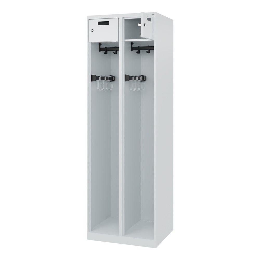 Illustration du produit: C+P Vestiaire pompier PRAKTUS, patins, 2 compartiments, HxlxP 1 850 x 600 x 500 mm, gris clair