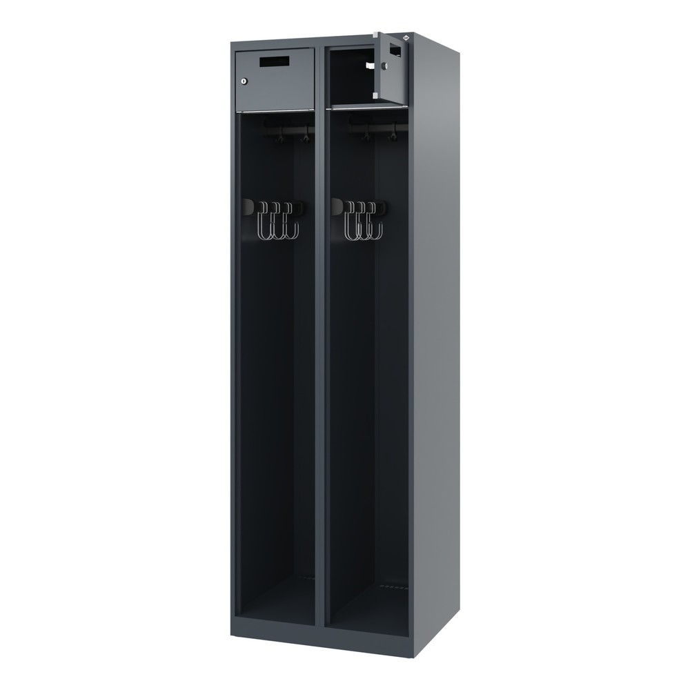 Illustration du produit: C+P Vestiaire pompier PRAKTUS, patins, 2 compartiments, HxlxP 1 850 x 600 x 500 mm, gris anthracite