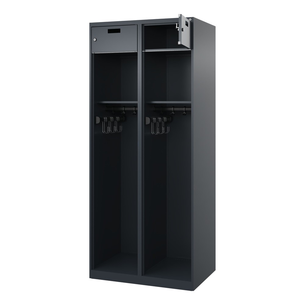 Illustration du produit: C+P Vestiaire pompier PRAKTUS, patins, 2 compartiments, HxlxP 1 850 x 800 x 500 mm, gris anthracite