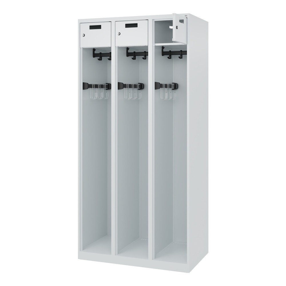Illustration du produit: C+P Vestiaire pompier PRAKTUS, patins, 3 compartiments, HxlxP 1 850 x 900 x 500 mm, gris clair