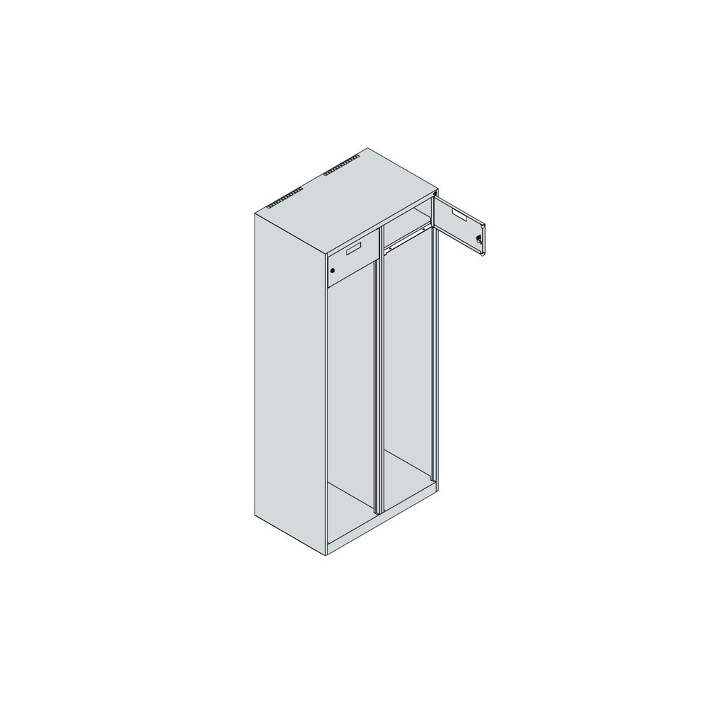 Produktabbildung Nr. 4: C+P Vestiaire pompier PRAKTUS, patins, 2 compartiments, HxlxP 1 850 x 800 x 500 mm, gris clair, avec support de casque