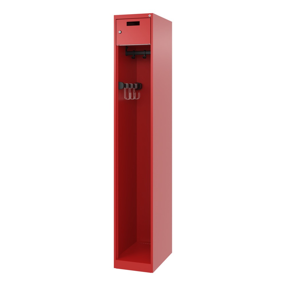 Produktabbildung Nr. 5: C+P Vestiaire pompier PRAKTUS, patins, 1 compartiment, HxlxP 1 850 x 300 x 500 mm, rouge feu