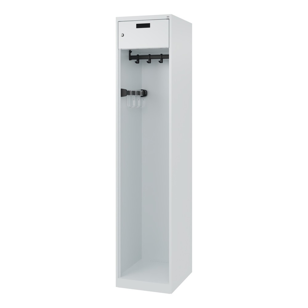 Produktabbildung Nr. 5: Casier de pompiers C+P PRAKTUS, patins au sol, 1 compartiment, HxLxP1.850 x 400 x 500 mm, gris clair