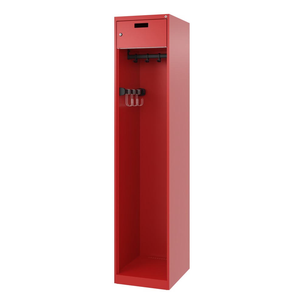 Produktabbildung Nr. 5: C+P Vestiaire pompier PRAKTUS, patins, 1 compartiment, HxlxP 1 850 x 400 x 500 mm, rouge feu