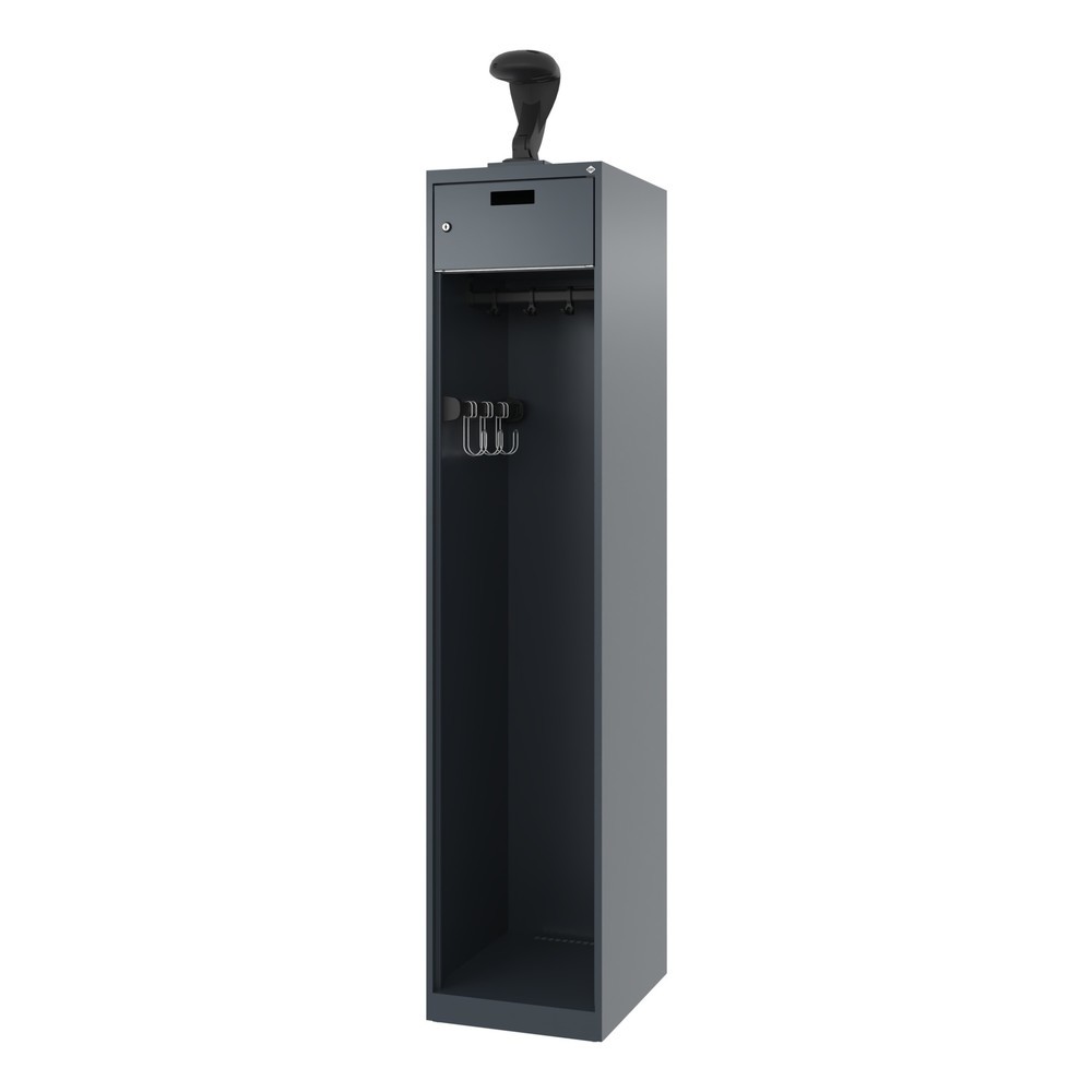 Produktabbildung Nr. 5: C+P Vestiaire pompier PRAKTUS, patins, 1 compartiment, HxlxP 1 850 x 400 x 500 mm, gris anthracite, avec support de casque