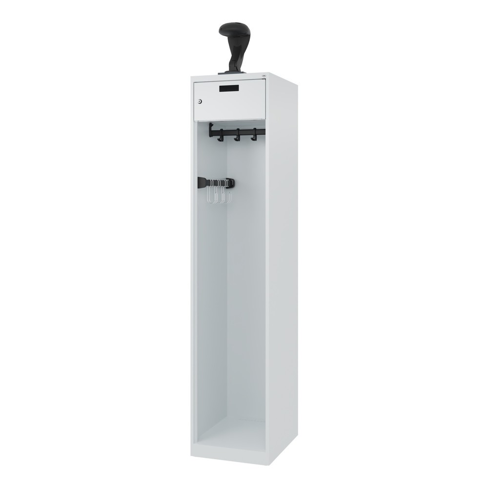 Produktabbildung Nr. 5: C+P Vestiaire pompier PRAKTUS, patins, 1 compartiment, HxlxP 1 850 x 400 x 500 mm, gris clair, avec support de casque