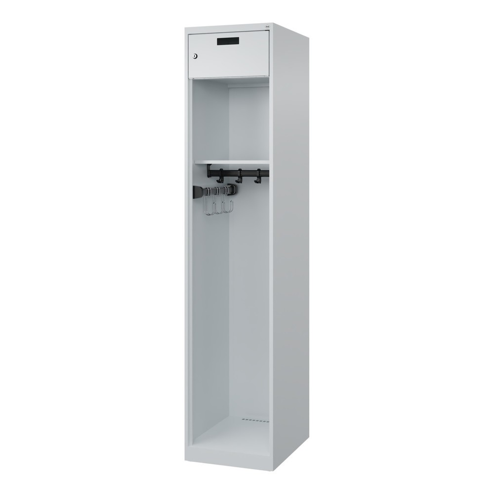 Produktabbildung Nr. 4: C+P Vestiaire pompier PRAKTUS, patins, 1 compartiment, HxlxP 1 850 x 400 x 500 mm, gris clair, tablette pour casque raccourcie