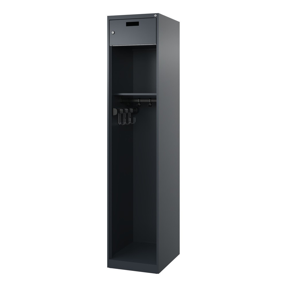 Produktabbildung Nr. 4: C+P Vestiaire pompier PRAKTUS, patins, 1 compartiment, HxlxP 1 850 x 400 x 500 mm, gris anthracite, tablette pour casque raccourcie