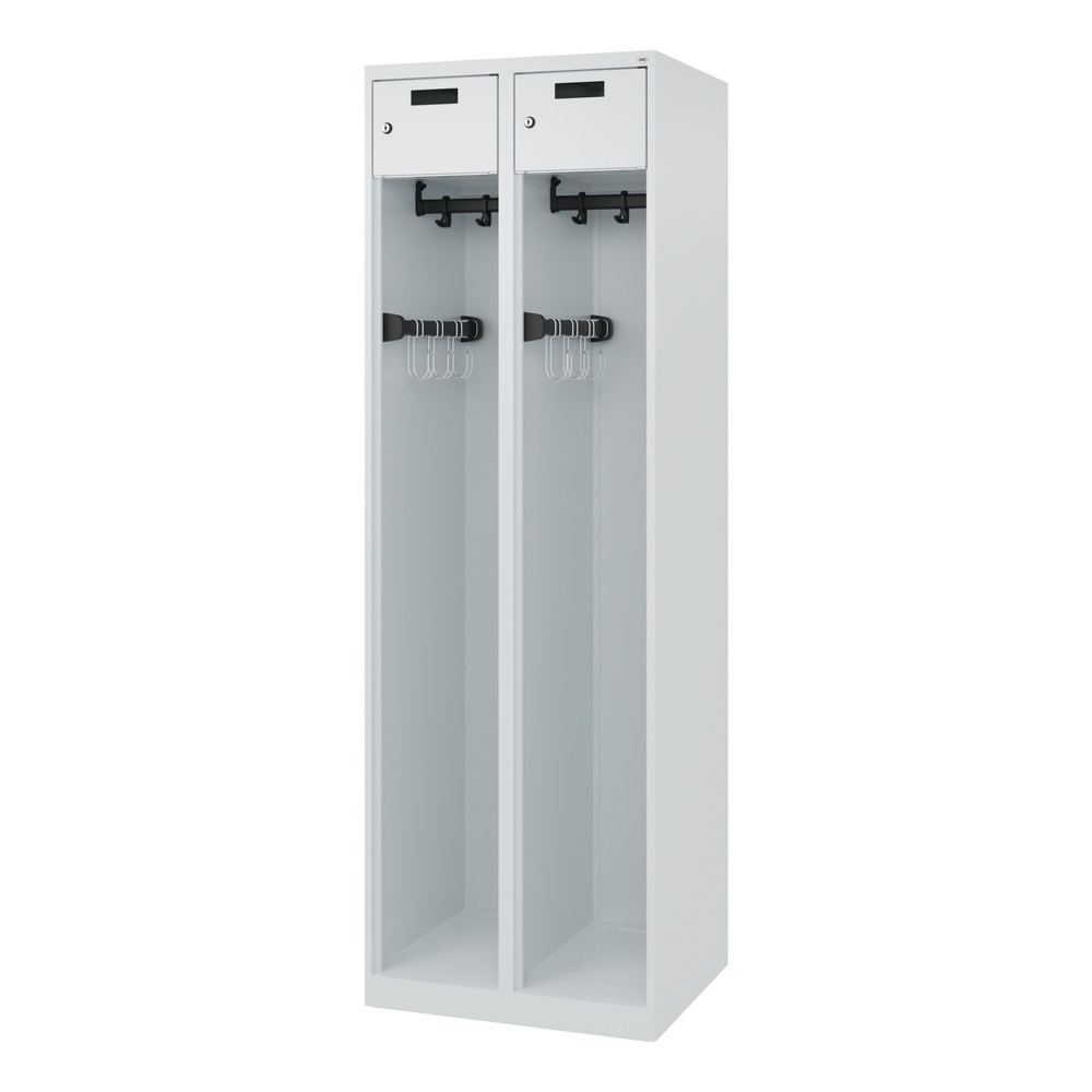 Produktabbildung Nr. 5: C+P Vestiaire pompier PRAKTUS, patins, 2 compartiments, HxlxP 1 850 x 600 x 500 mm, gris clair
