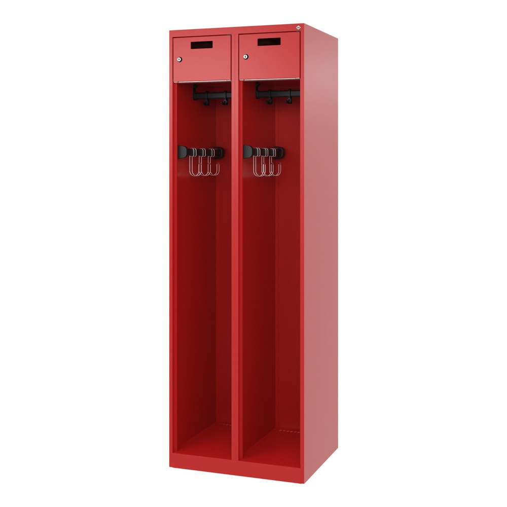 Produktabbildung Nr. 5: C+P Vestiaire pompier PRAKTUS, patins, 2 compartiments, HxlxP 1 850 x 600 x 500 mm, rouge feu