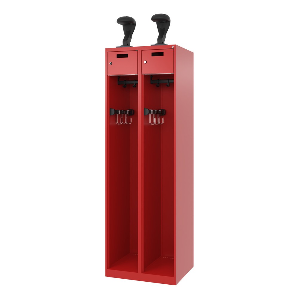 Produktabbildung Nr. 5: C+P Vestiaire pompier PRAKTUS, patins, 2 compartiments, HxlxP 1 850 x 600 x 500 mm, rouge feu, avec support de casque