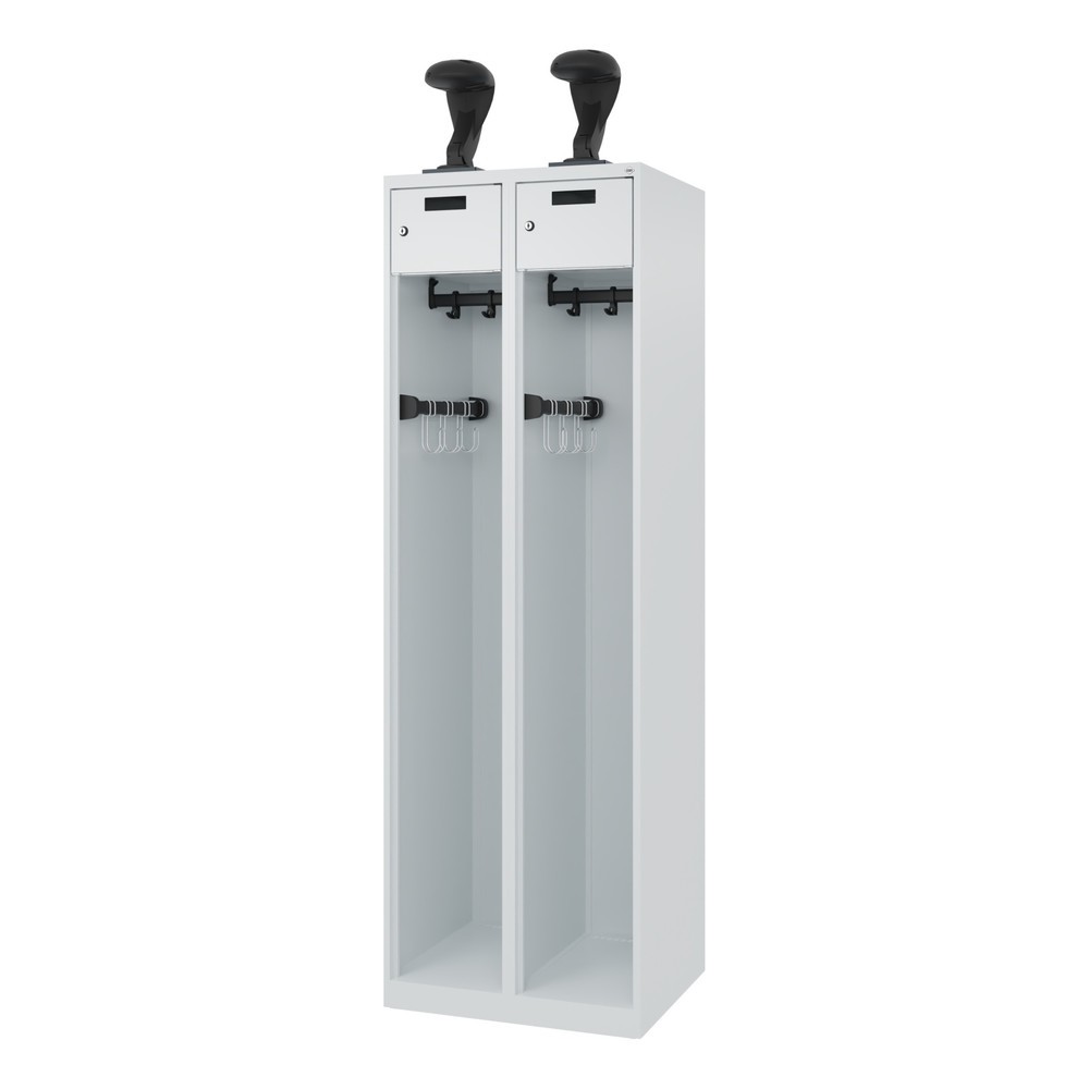Produktabbildung Nr. 5: C+P Vestiaire pompier PRAKTUS, patins, 2 compartiments, HxlxP 1 850 x 600 x 500 mm, gris clair, avec support de casque