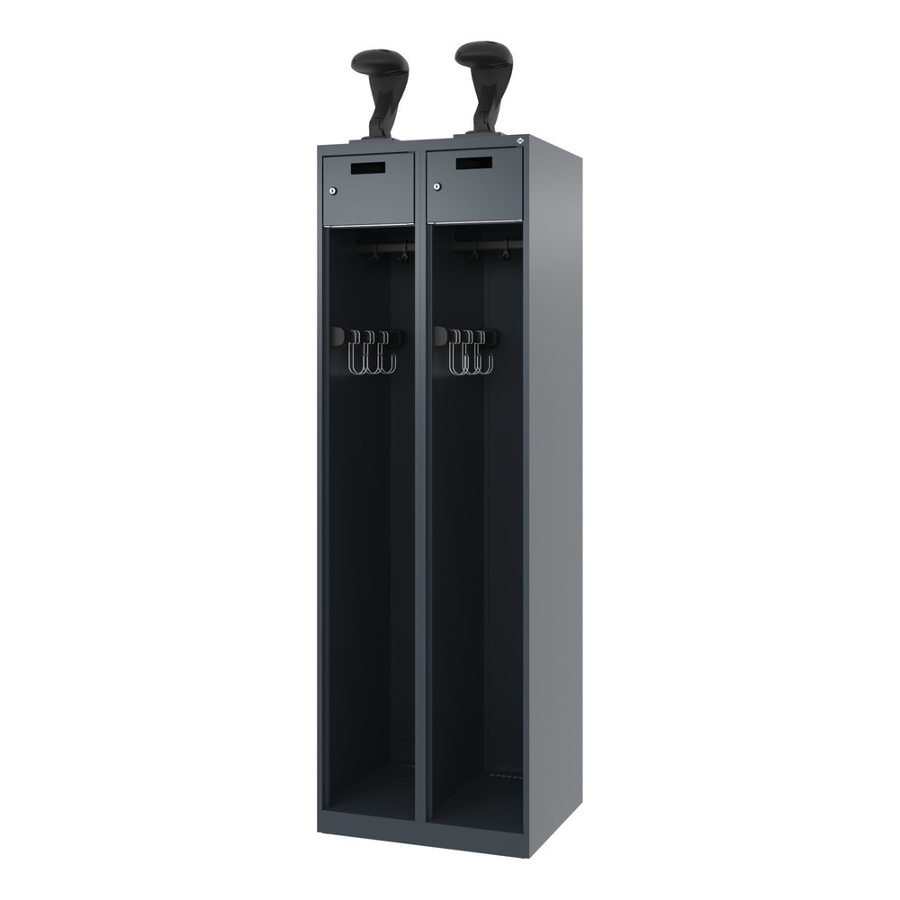 Produktabbildung Nr. 5: C+P Vestiaire pompier PRAKTUS, patins, 2 compartiments, HxlxP 1 850 x 600 x 500 mm, gris anthracite, avec support de casque
