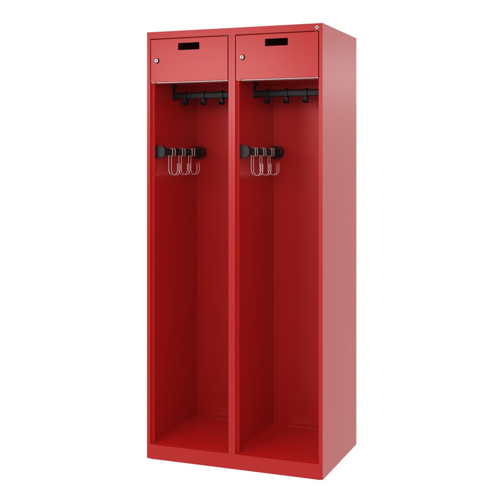 Produktabbildung Nr. 5: C+P Vestiaire pompier PRAKTUS, patins, 2 compartiments, HxlxP 1 850 x 800 x 500 mm, rouge feu