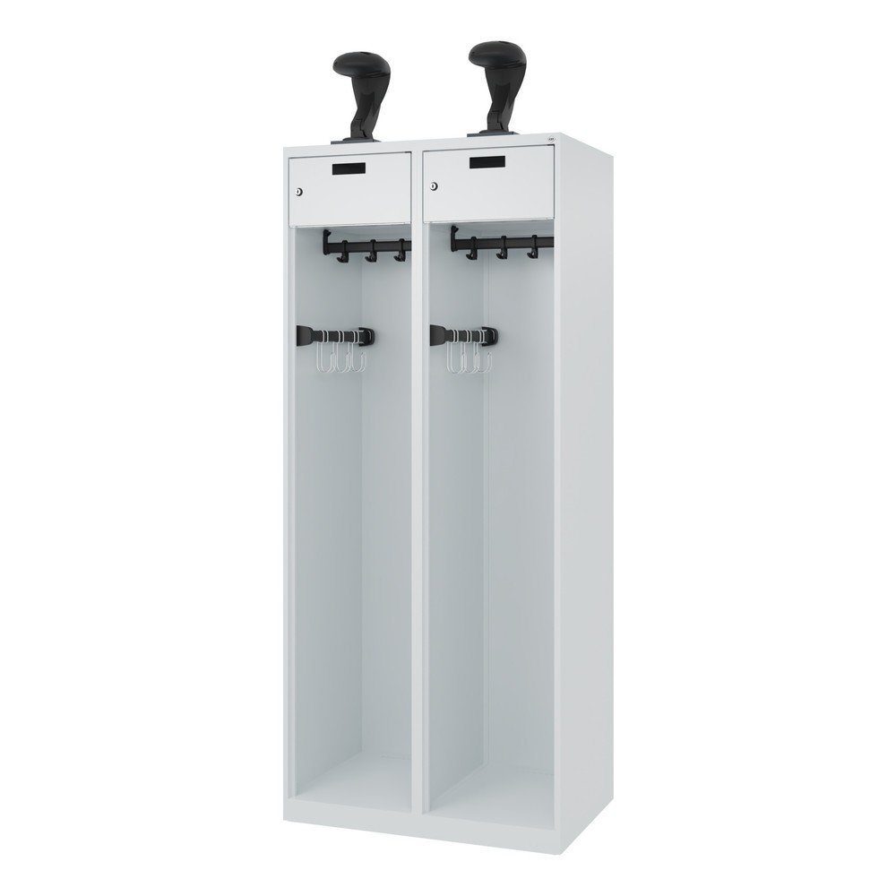 Produktabbildung Nr. 5: C+P Vestiaire pompier PRAKTUS, patins, 2 compartiments, HxlxP 1 850 x 800 x 500 mm, gris clair, avec support de casque