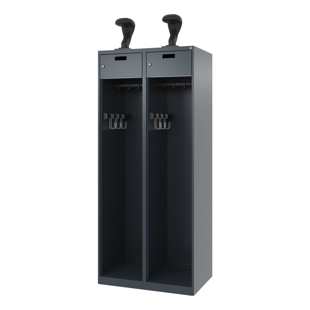Produktabbildung Nr. 5: C+P Vestiaire pompier PRAKTUS, patins, 2 compartiments, HxlxP 1 850 x 800 x 500 mm, gris anthracite, avec support de casque