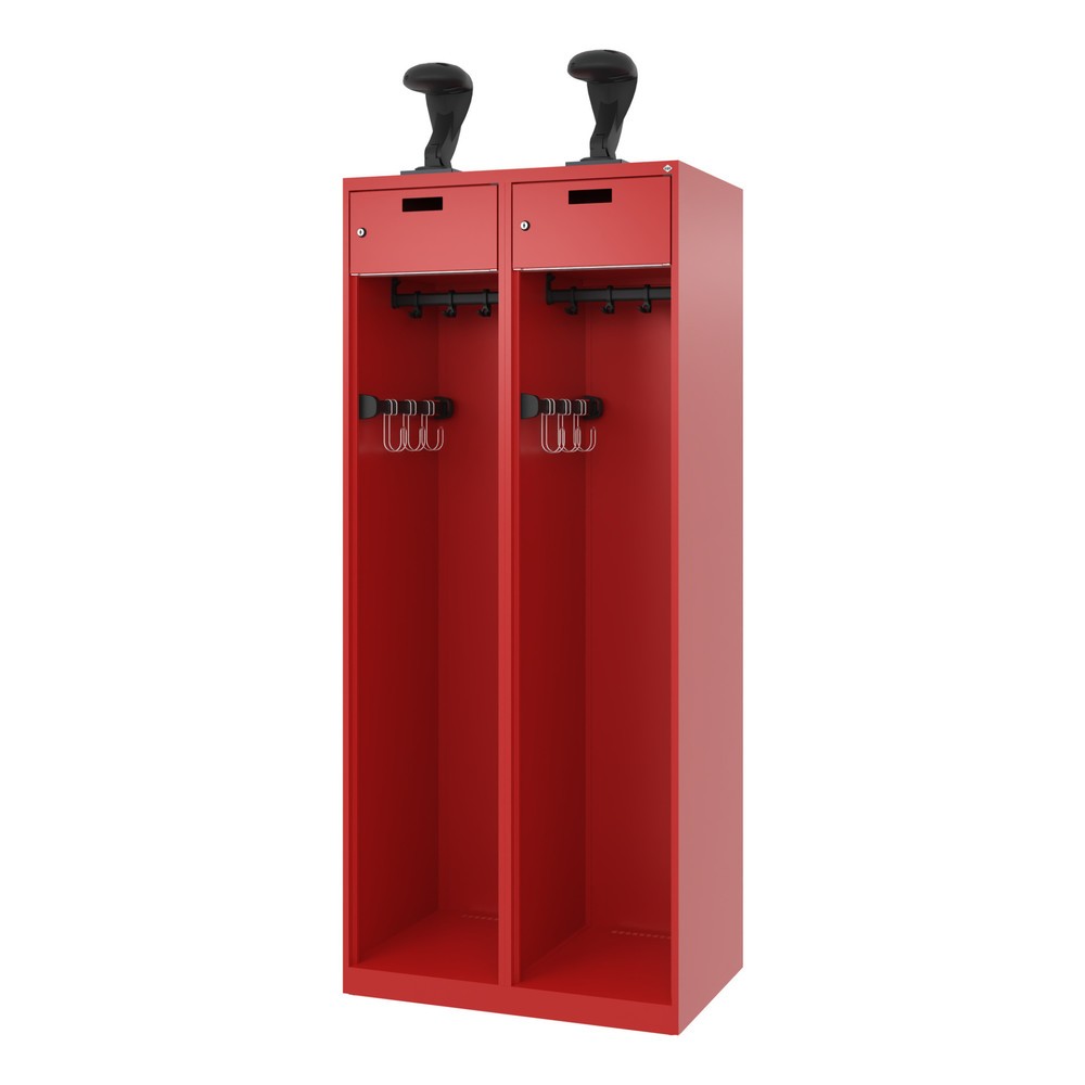 Produktabbildung Nr. 5: C+P Vestiaire pompier PRAKTUS, patins, 2 compartiments, HxlxP 1 850 x 800 x 500 mm, rouge feu, avec support de casque