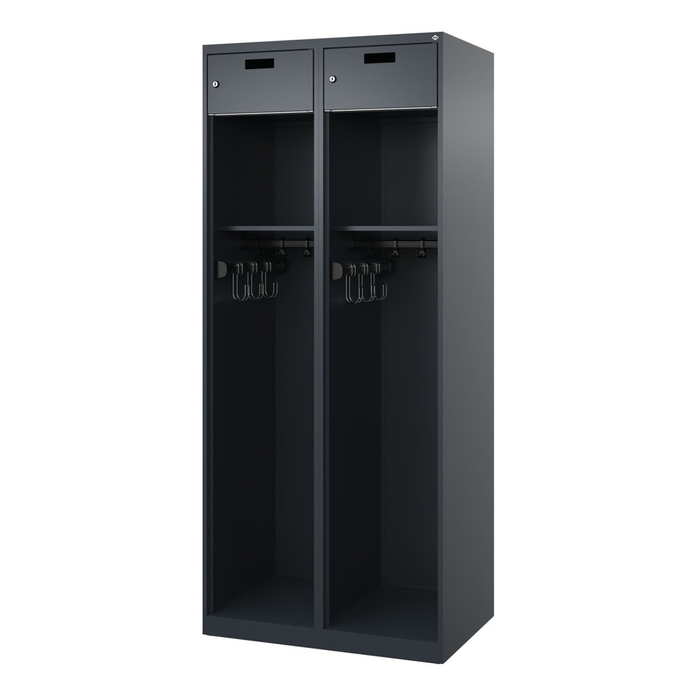 Produktabbildung Nr. 4: C+P Vestiaire pompier PRAKTUS, patins, 2 compartiments, HxlxP 1 850 x 800 x 500 mm, gris anthracite