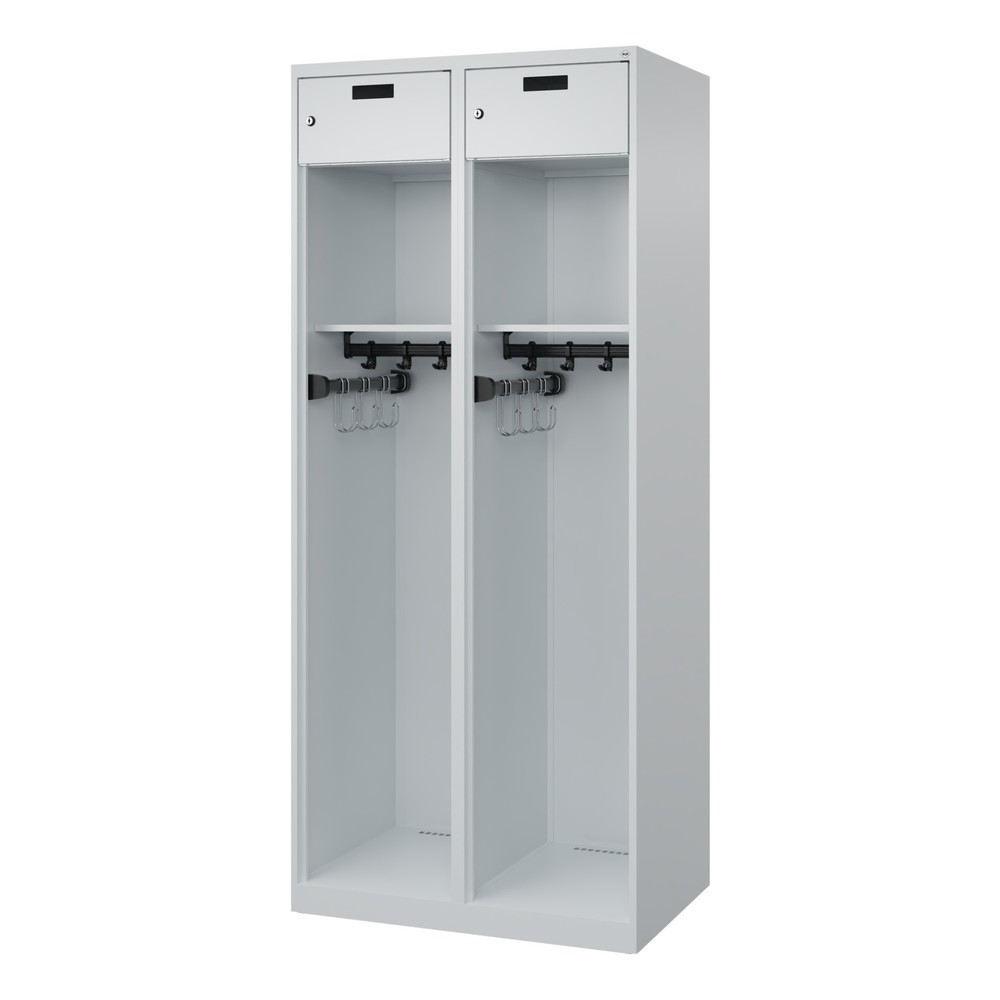 Produktabbildung Nr. 4: C+P Vestiaire pompier PRAKTUS, patins, 2 compartiments, HxlxP 1 850 x 800 x 500 mm, gris clair
