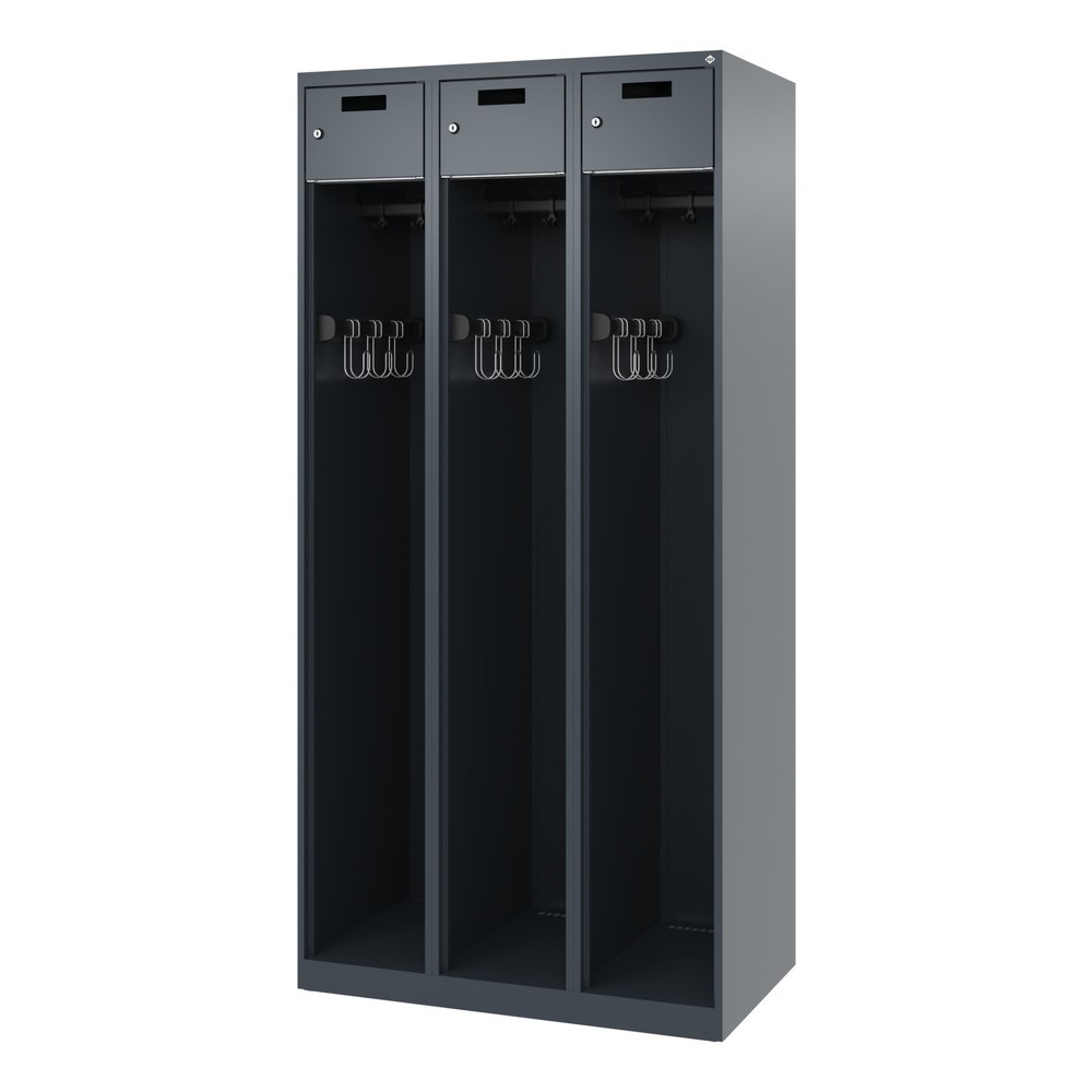 Produktabbildung Nr. 5: C+P Vestiaire pompier PRAKTUS, patins, 3 compartiments, HxlxP 1 850 x 900 x 500 mm, gris anthracite