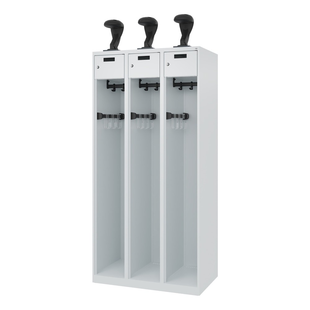 Produktabbildung Nr. 5: C+P Vestiaire pompier PRAKTUS, patins, 3 compartiments, HxlxP 1 850 x 900 x 500 mm, gris clair, avec support de casque