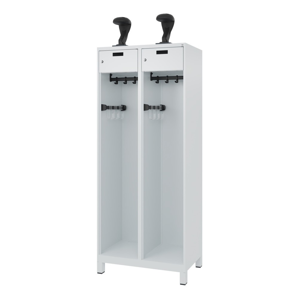 Produktabbildung Nr. 5: C+P Vestiaire pompier PRAKTUS, pieds, 2 compartiments, HxlxP 1 850 x 800 x 500 mm, gris clair, avec support de casque