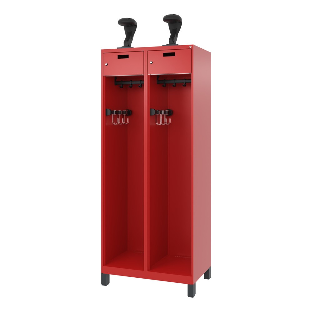 Produktabbildung Nr. 5: C+P Vestiaire pompier PRAKTUS, pieds, 2 compartiments, HxlxP 1 850 x 800 x 500 mm, rouge feu, avec support de casque