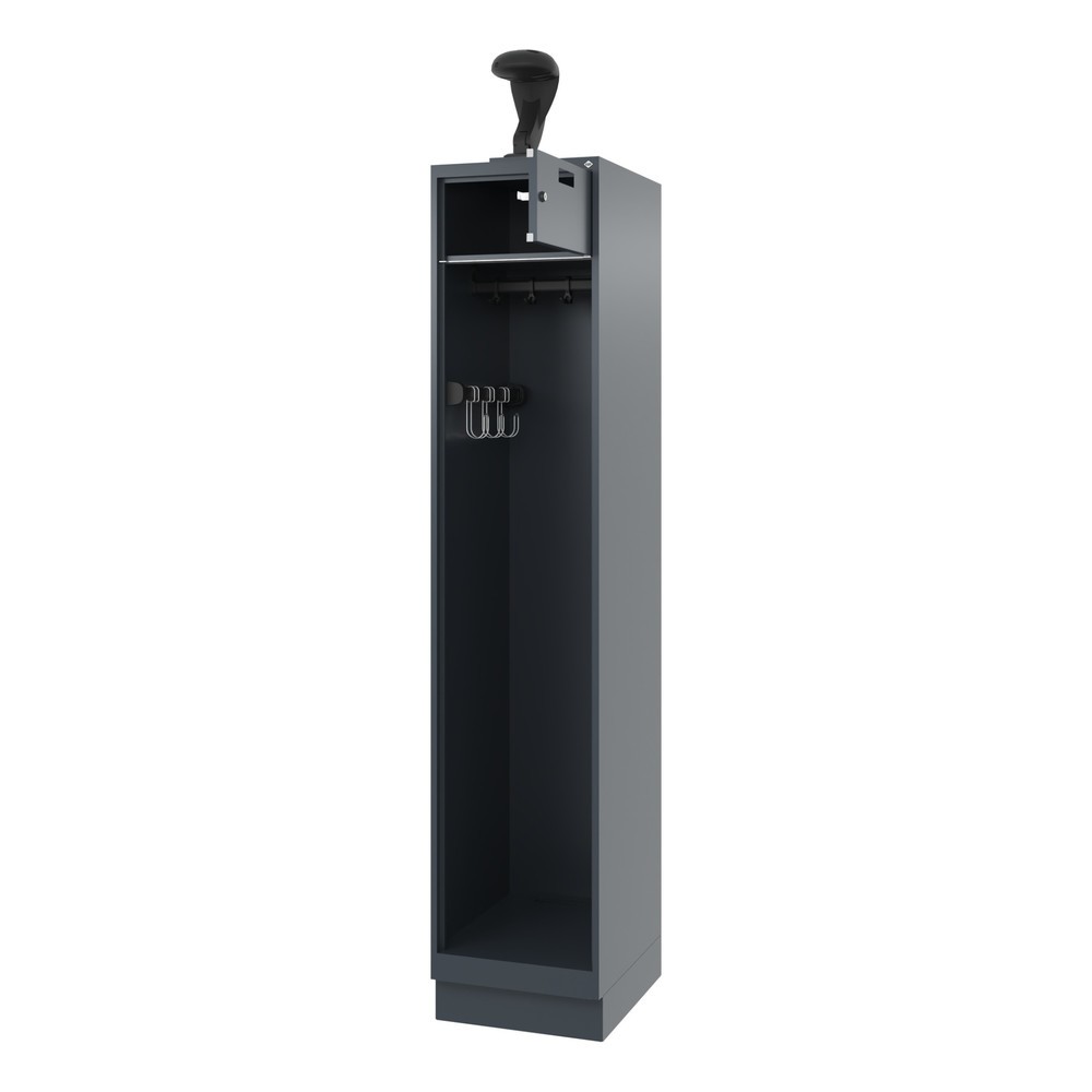 Illustration du produit: C+P Vestiaire pompier PRAKTUS, socle, 1 compartiment, HxlxP 1 850 x 400 x 500 mm, gris anthracite, avec support de casque
