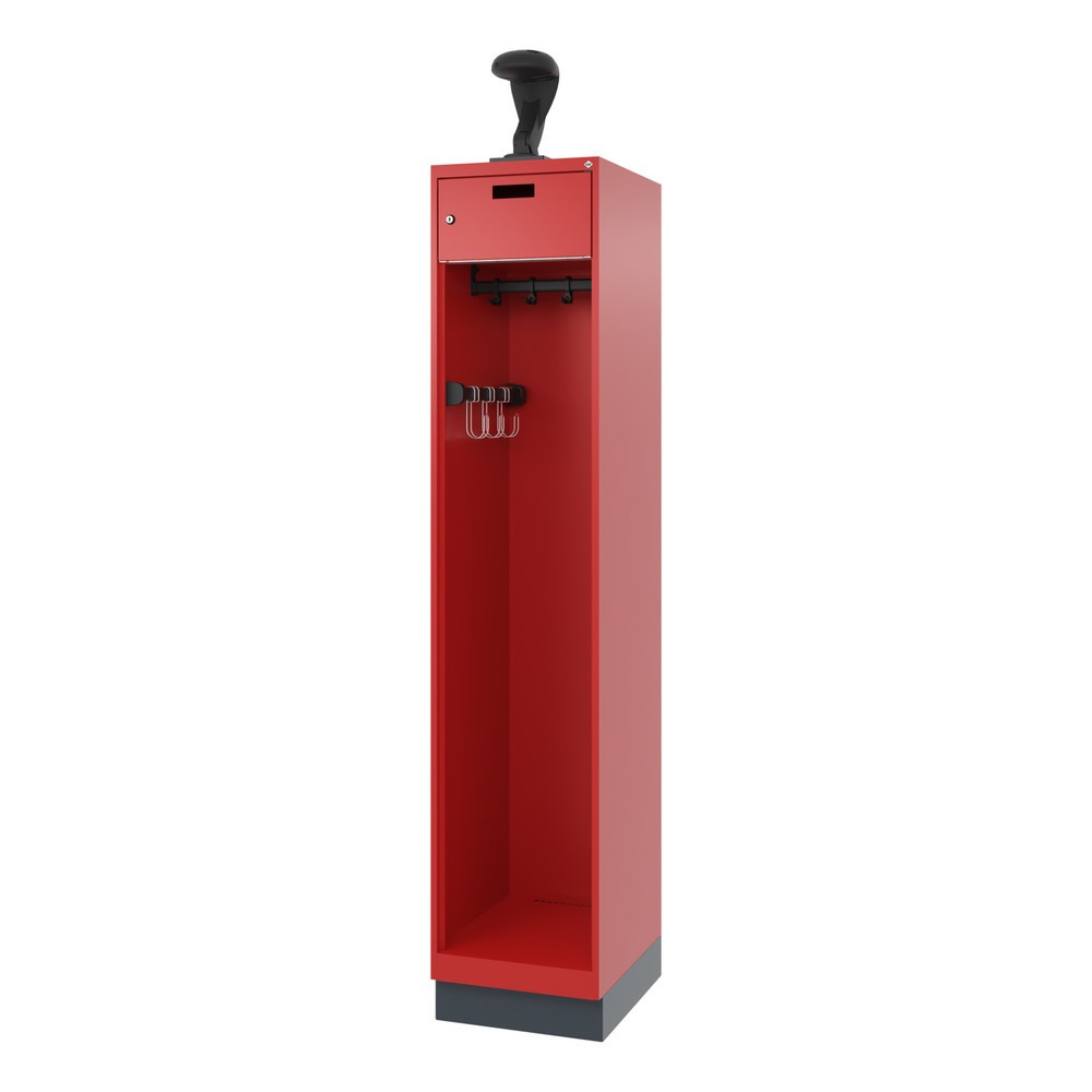 Produktabbildung Nr. 5: C+P Vestiaire pompier PRAKTUS, socle, 1 compartiment, HxlxP 1 850 x 400 x 500 mm, rouge feu, avec support de casque